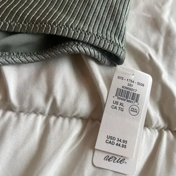 NWT Size XL Aerie Women's Green High Waisted Bikini Bottom - Picture 3 of 3